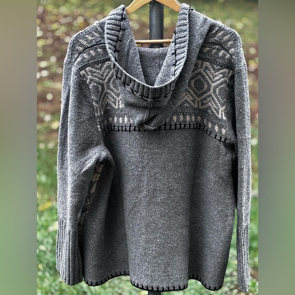 Jjill Hand-Embroidered Hooded Cardi 
Grey & Cream Print Size XL - Picture 6 of 11